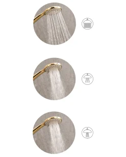 Kit doccia con soffione e flessibile TAMUSHAL 3 Funzioni Oro