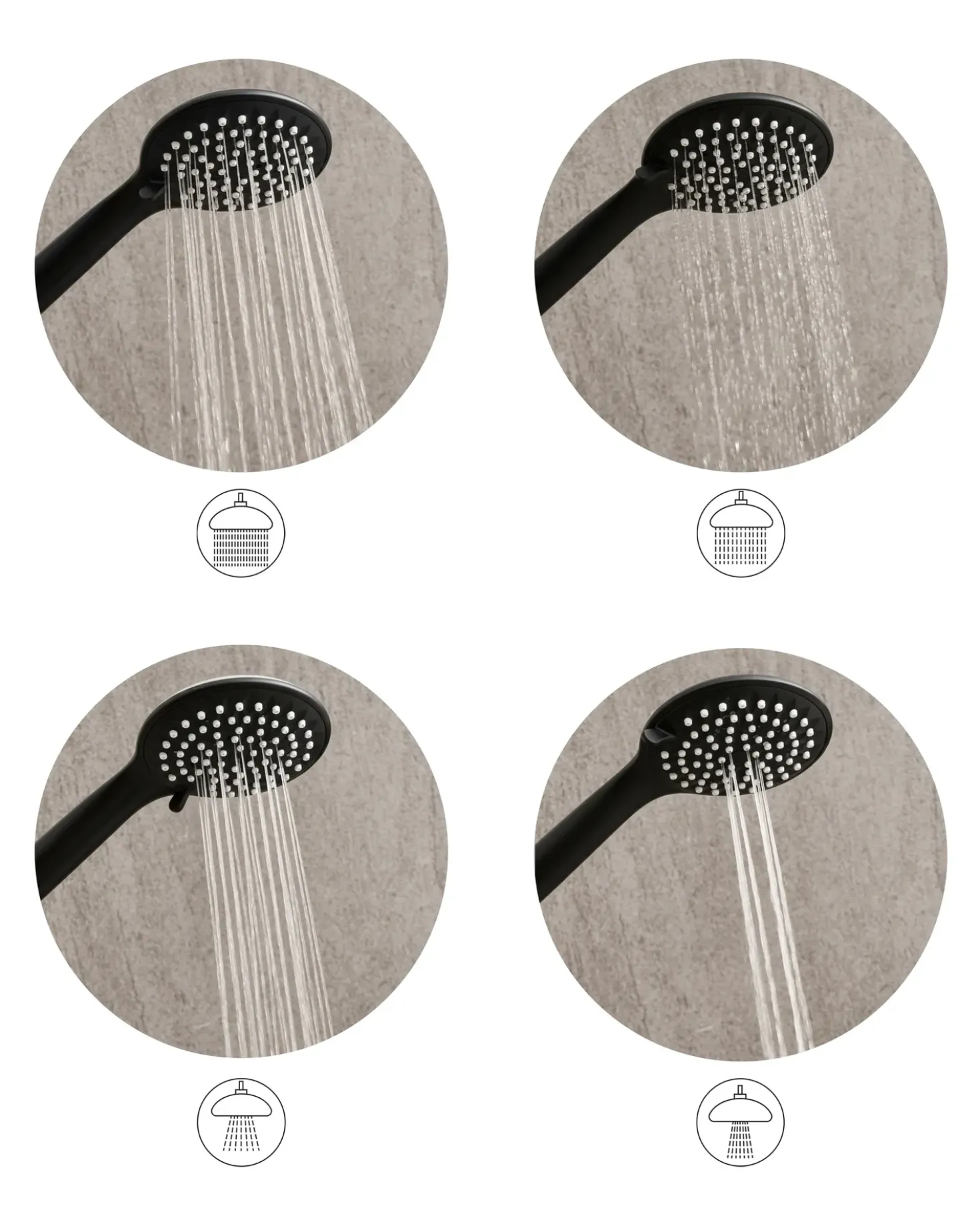 Kit doccia con soffione e flessibile TARMA 4 Funzioni Nero