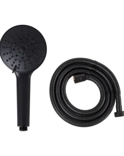 Kit doccia con soffione e flessibile UCHIZA 5 Funzioni Nero