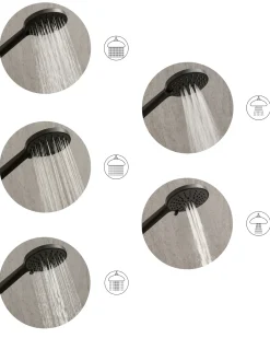 Kit doccia con soffione e flessibile UCHIZA 5 Funzioni Nero