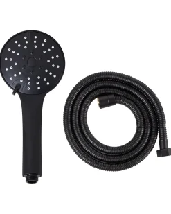 Kit doccia con soffione e flessibile CHURUN 4 Funzioni Nero