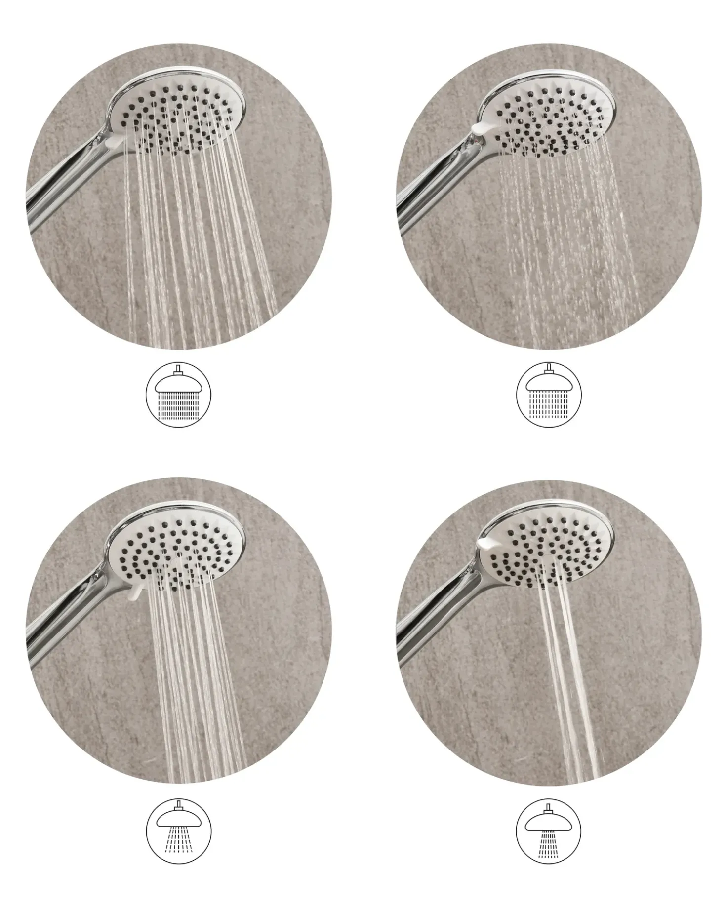 Kit doccia con soffione e flessibile TARMA 4 Funzioni Argento