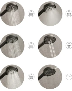 Kit doccia con soffione e flessibile MAPIRI 6 Funzioni Nero