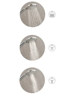 Kit doccia con soffione e flessibile TAMUSHAL 3 Funzioni Argento