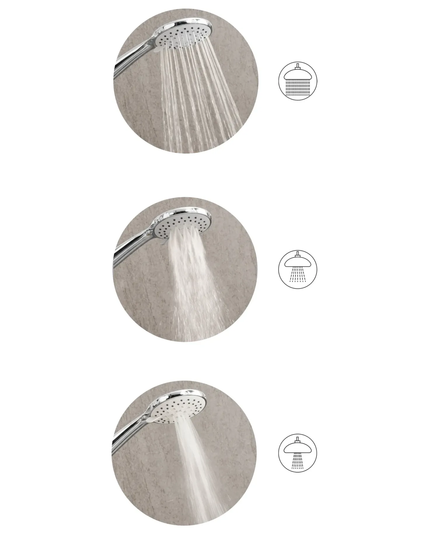 Kit doccia con soffione e flessibile MACAY 3 Funzioni Argento