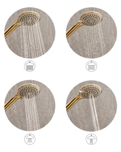 Kit doccia con soffione e flessibile TARMA 4 Funzioni Oro