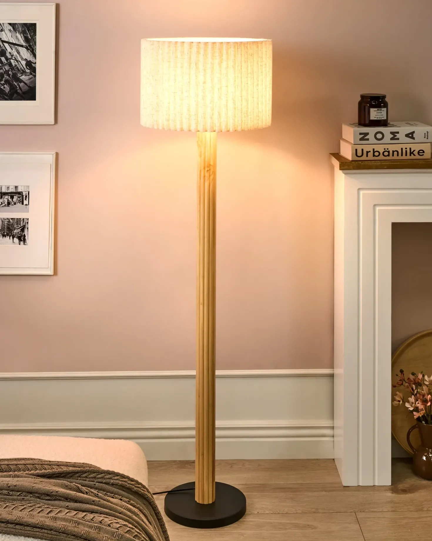 Lampada da pavimento BELESSA Lino Beige chiaro