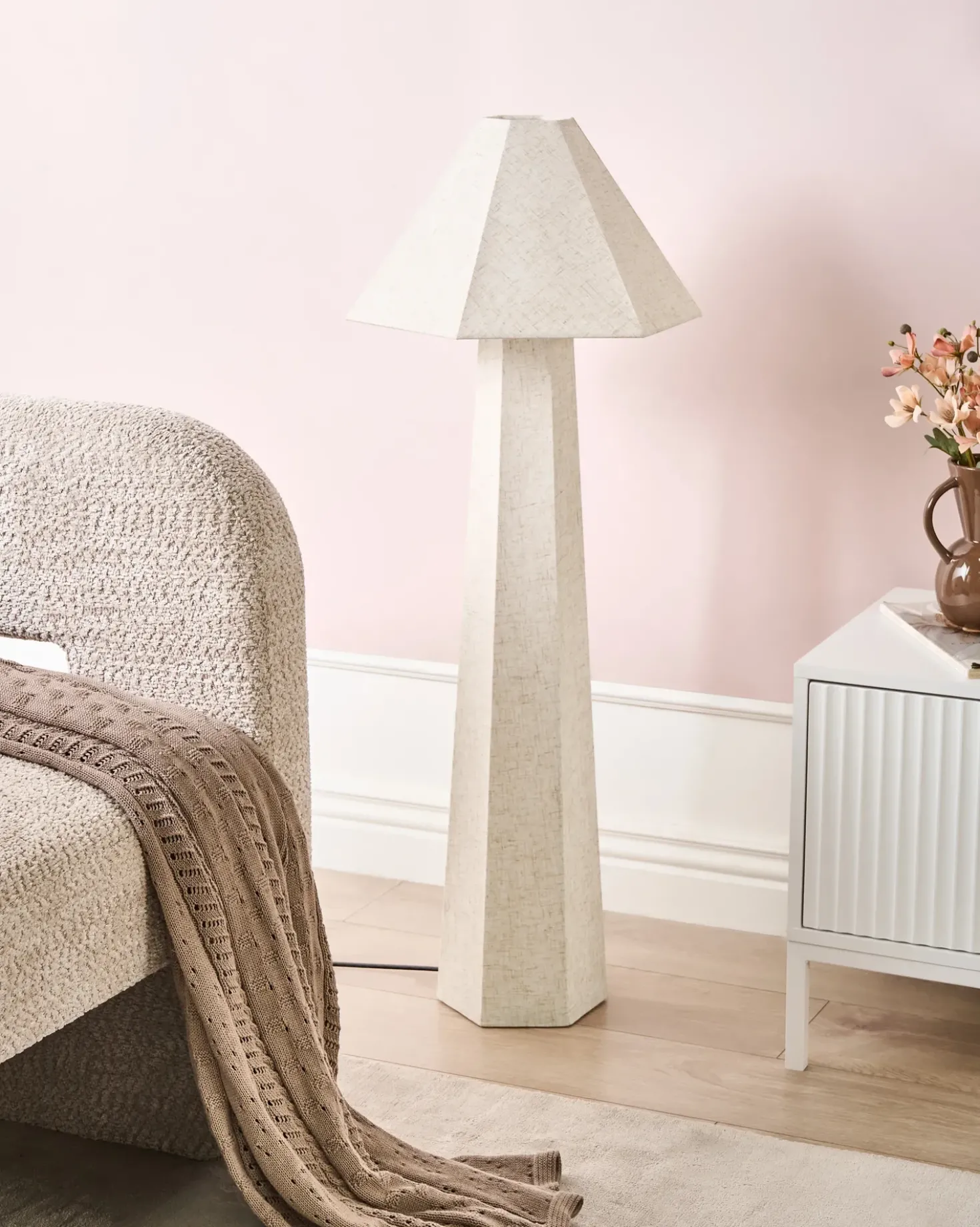 Lampada da pavimento DEMBI Lino sintetico Beige chiaro