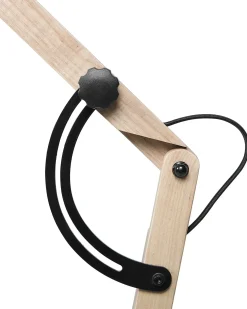 Lampada da pavimento HETTON Regolabile Legno di quercia Nero