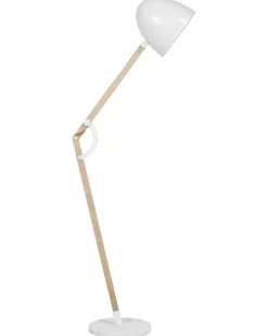 Lampada da pavimento HETTON Regolabile Legno di quercia Bianco