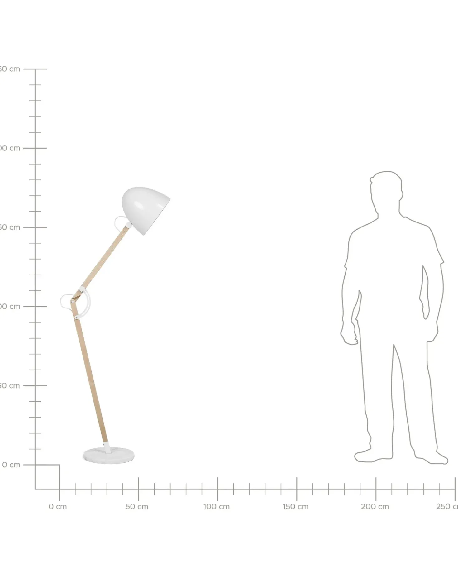 Lampada da pavimento HETTON Regolabile Legno di quercia Bianco