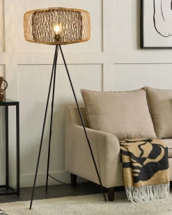 Lampada da pavimento JAVARI Bambù Marrone/Nero