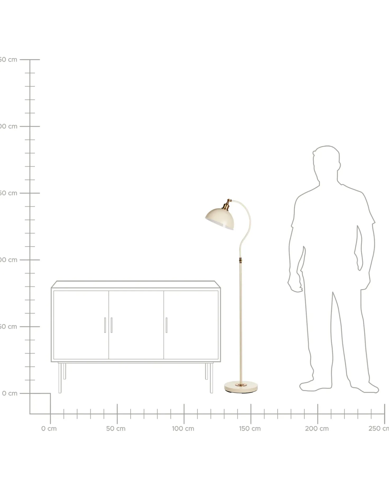 Lampada da pavimento LENNON Regolabile Metallo Beige chiaro