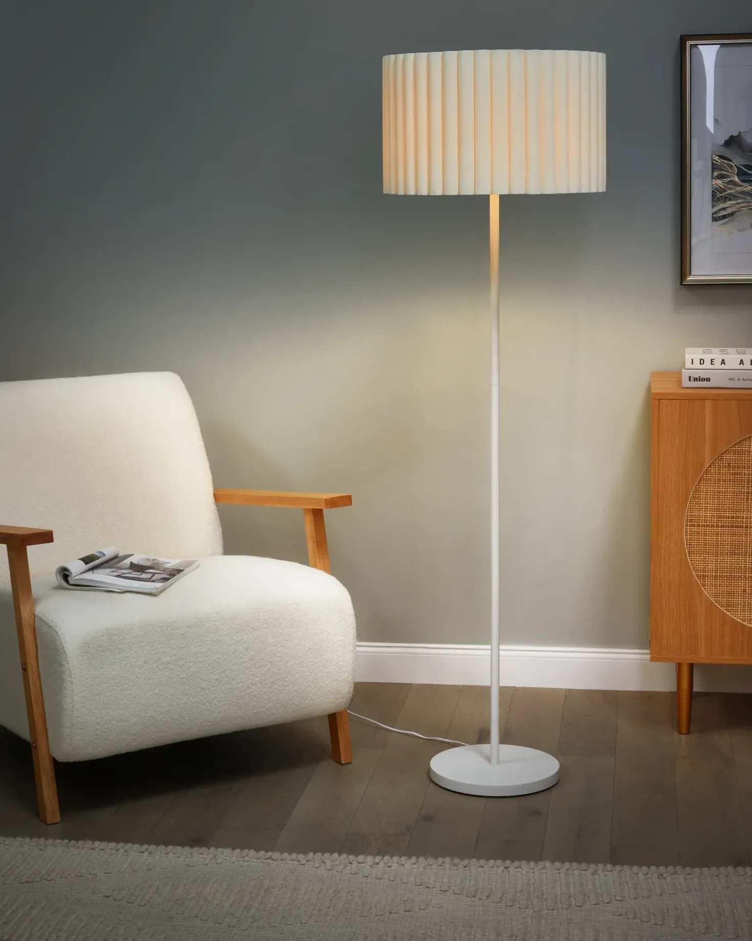 Lampada da pavimento LOURENS Metallo Bianco sporco