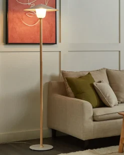 Lampada da pavimento MOPPY Legno di quercia Bianco