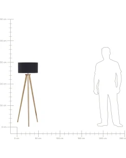 Lampada da pavimento NITRA Legno di quercia Nero
