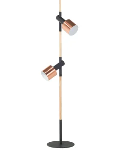 Lampada da pavimento OWENS Regolabile Legno di quercia Nero