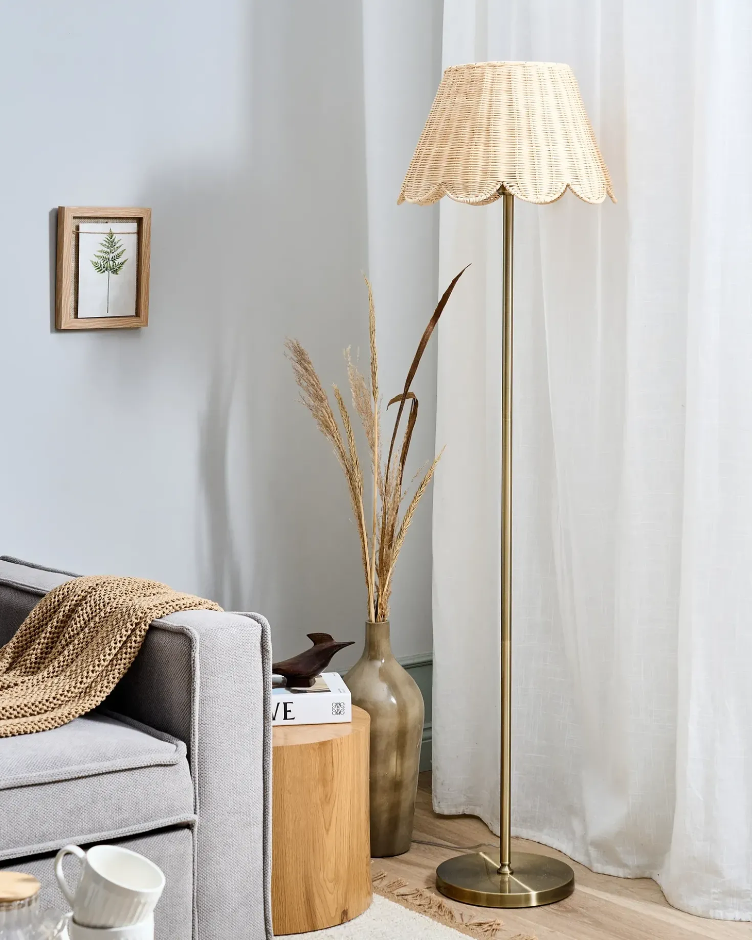 Lampada da pavimento SALM Rattan Naturale