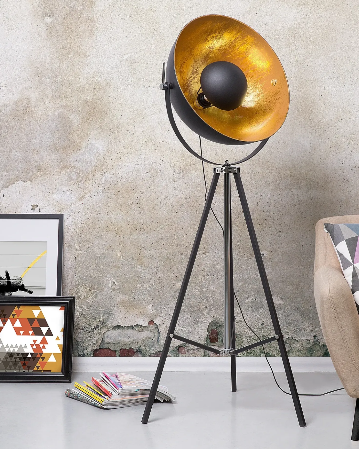 Lampada da pavimento THAMES Metallo Oro