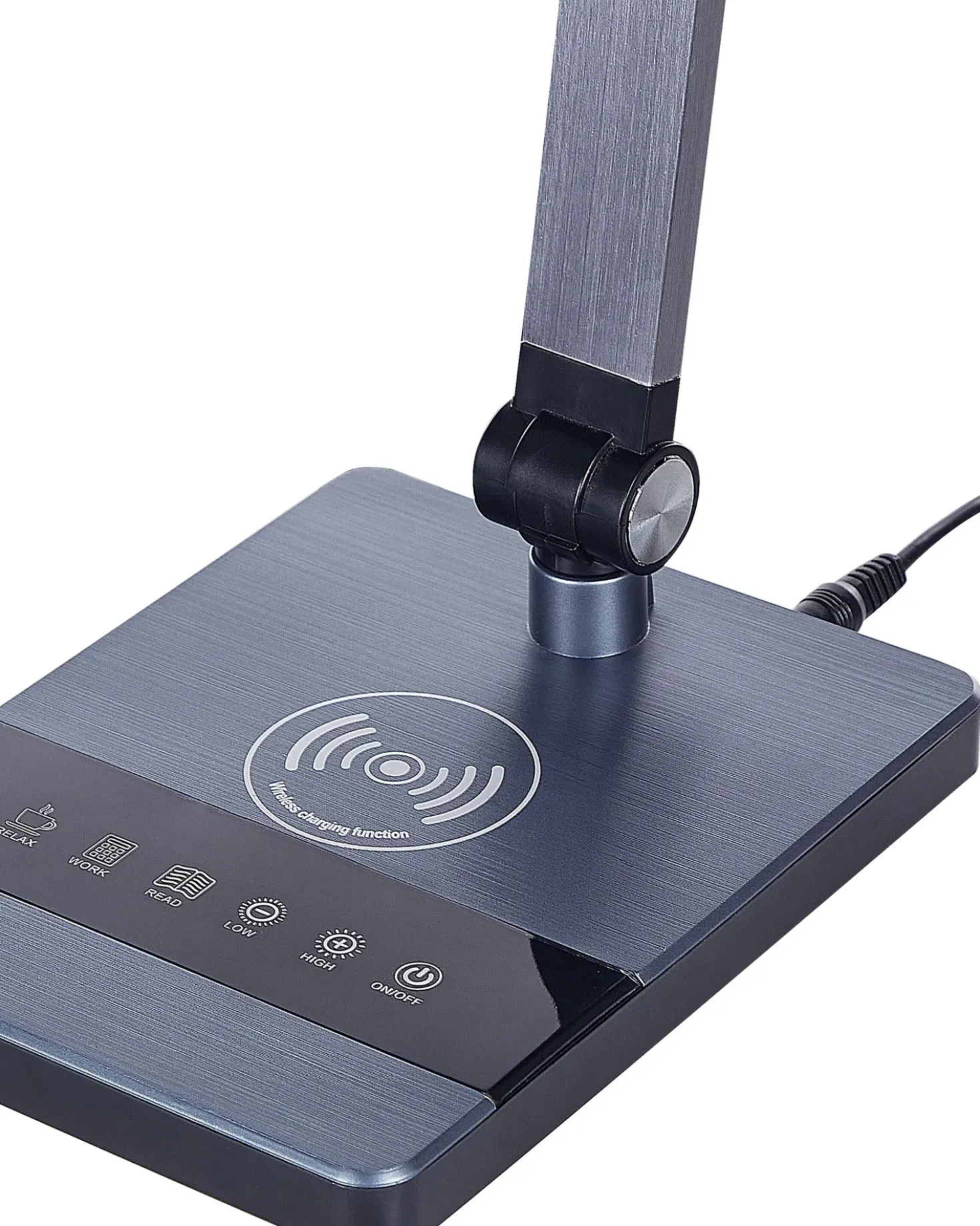 Lampada da scrivania a LED LACERTA con Caricatore wireless Metallo Nero