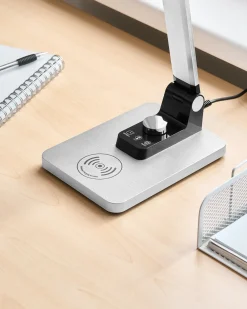 Lampada da scrivania a LED ENIF con Caricatore wireless Argento