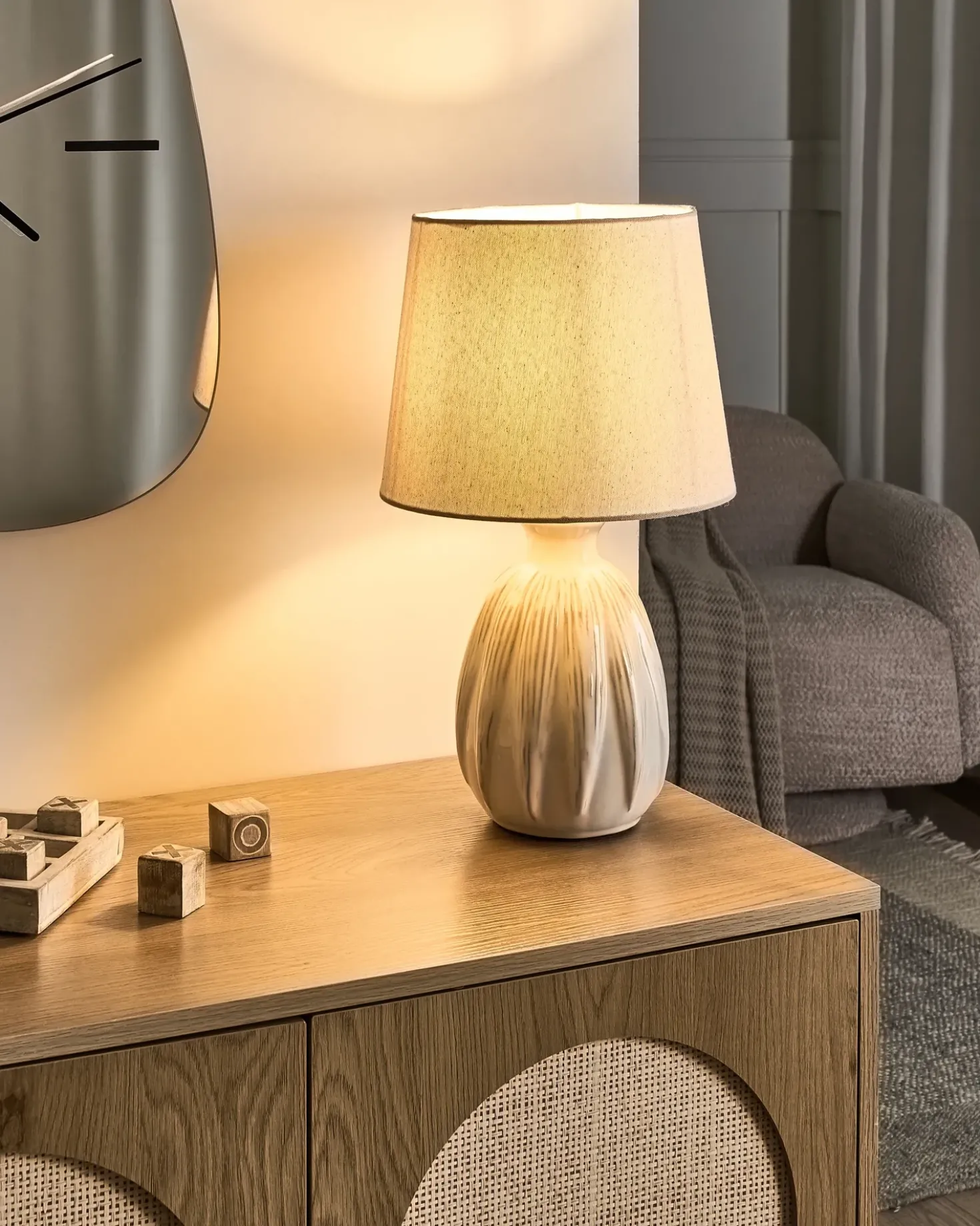 Lampada da tavolo AGUAN Ceramica Beige chiaro