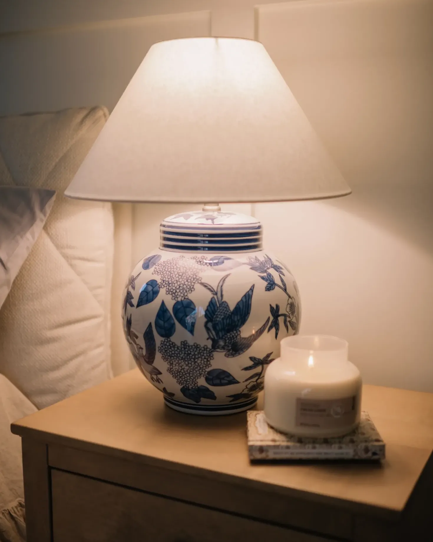 Lampada da tavolo ARUNCA Porcellana Bianco/Blu