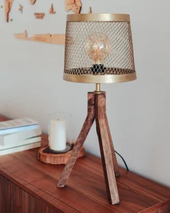 Lampada da tavolo BEKI Legno di mango Marrone