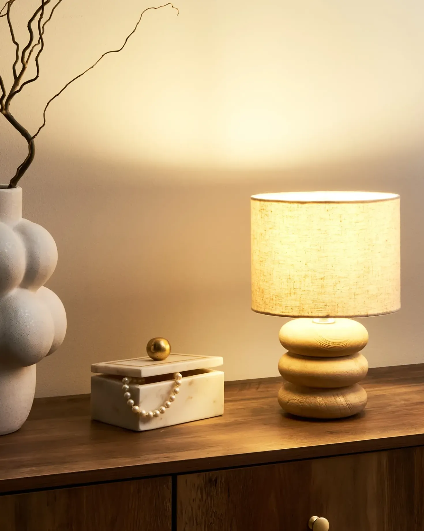 Lampada da tavolo BETWA Legno di mango Marrone chiaro