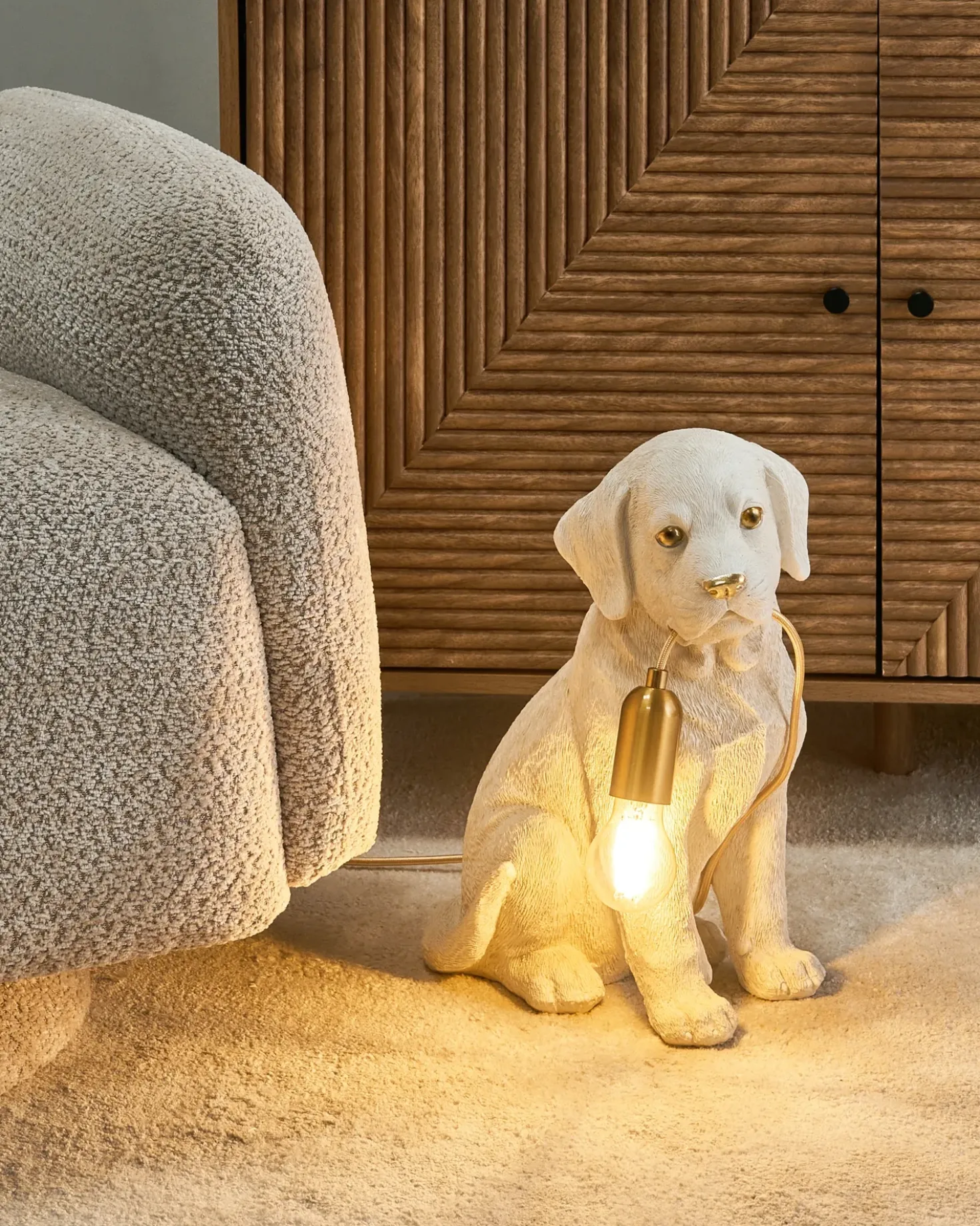 Lampada da tavolo Cane LUCKY Bianco