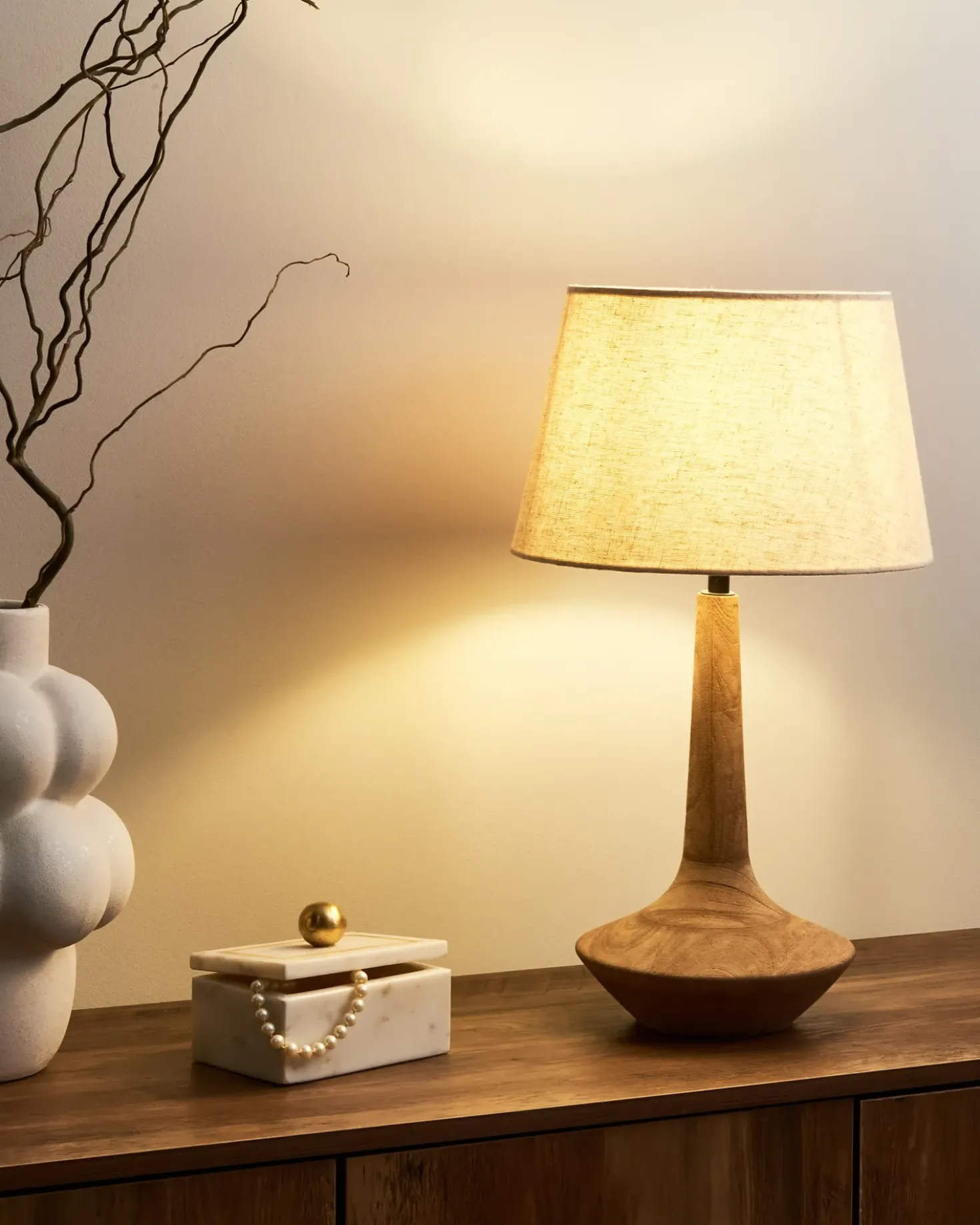Lampada da tavolo GODAWARI Legno di mango Marrone scuro