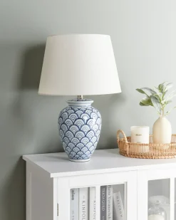 Lampada da tavolo JAUCA Porcellana Bianco/Blu