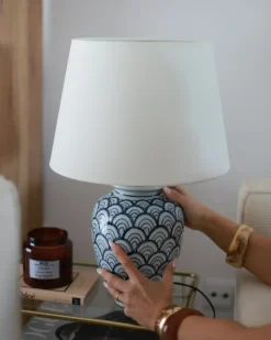 Lampada da tavolo JAUCA Porcellana Bianco/Blu