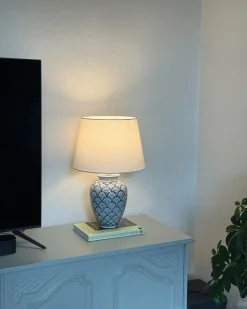 Lampada da tavolo JAUCA Porcellana Bianco/Blu