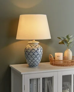 Lampada da tavolo JAUCA Porcellana Bianco/Blu