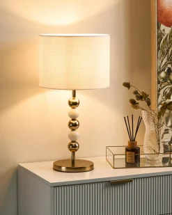 Lampada da tavolo LOKY Metallo Ottone/Beige