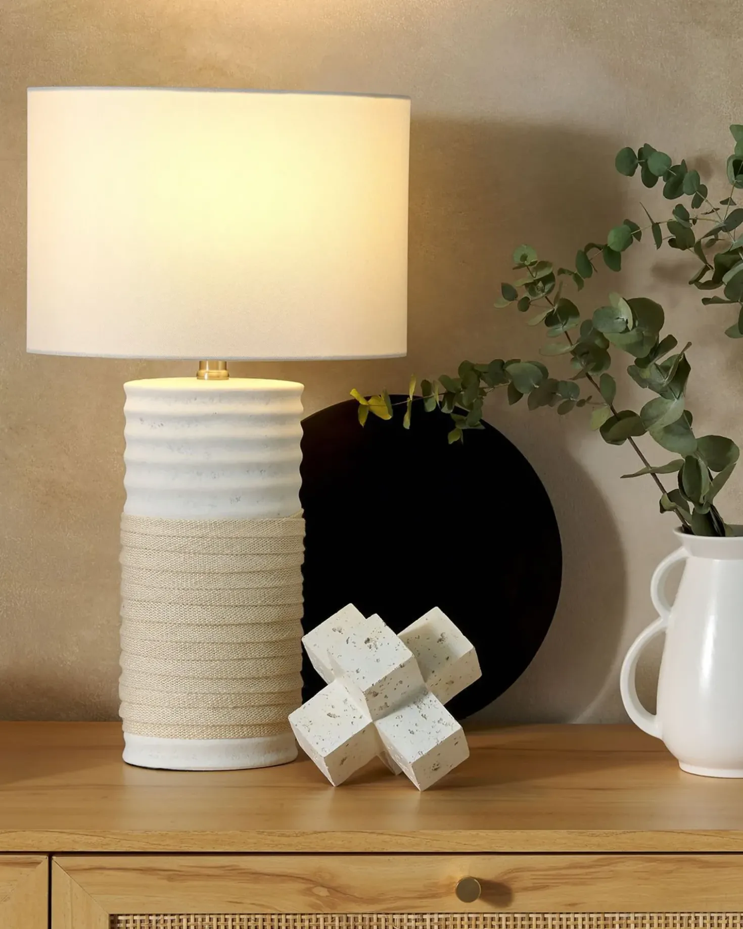 Lampada da tavolo NAVIA Porcellana Beige chiaro