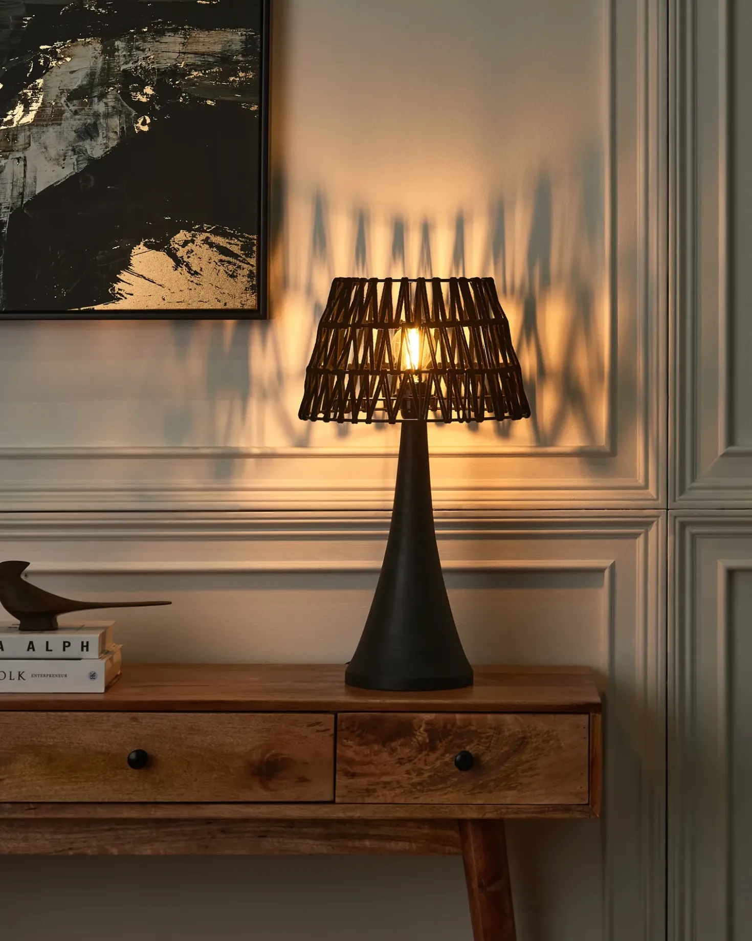 Lampada da tavolo PELLEJAS Legno di mango Nero