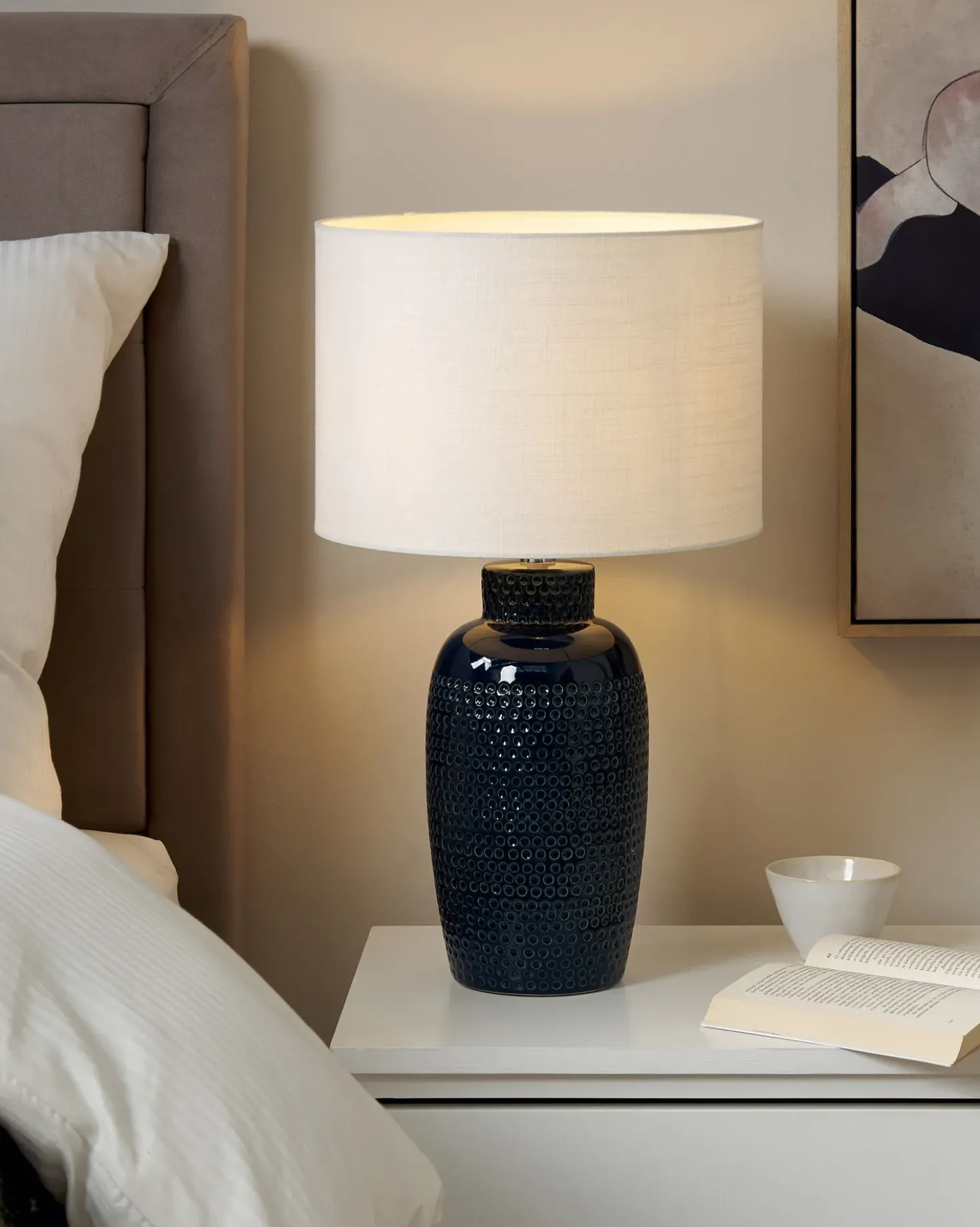 Lampada da tavolo PERLIS Ceramica Blu marino