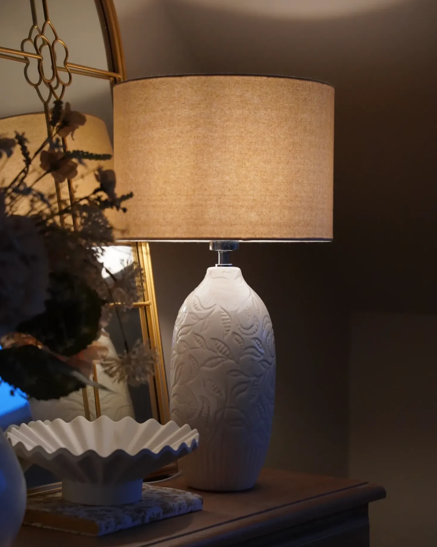 Lampada da tavolo SALZA Ceramica Beige