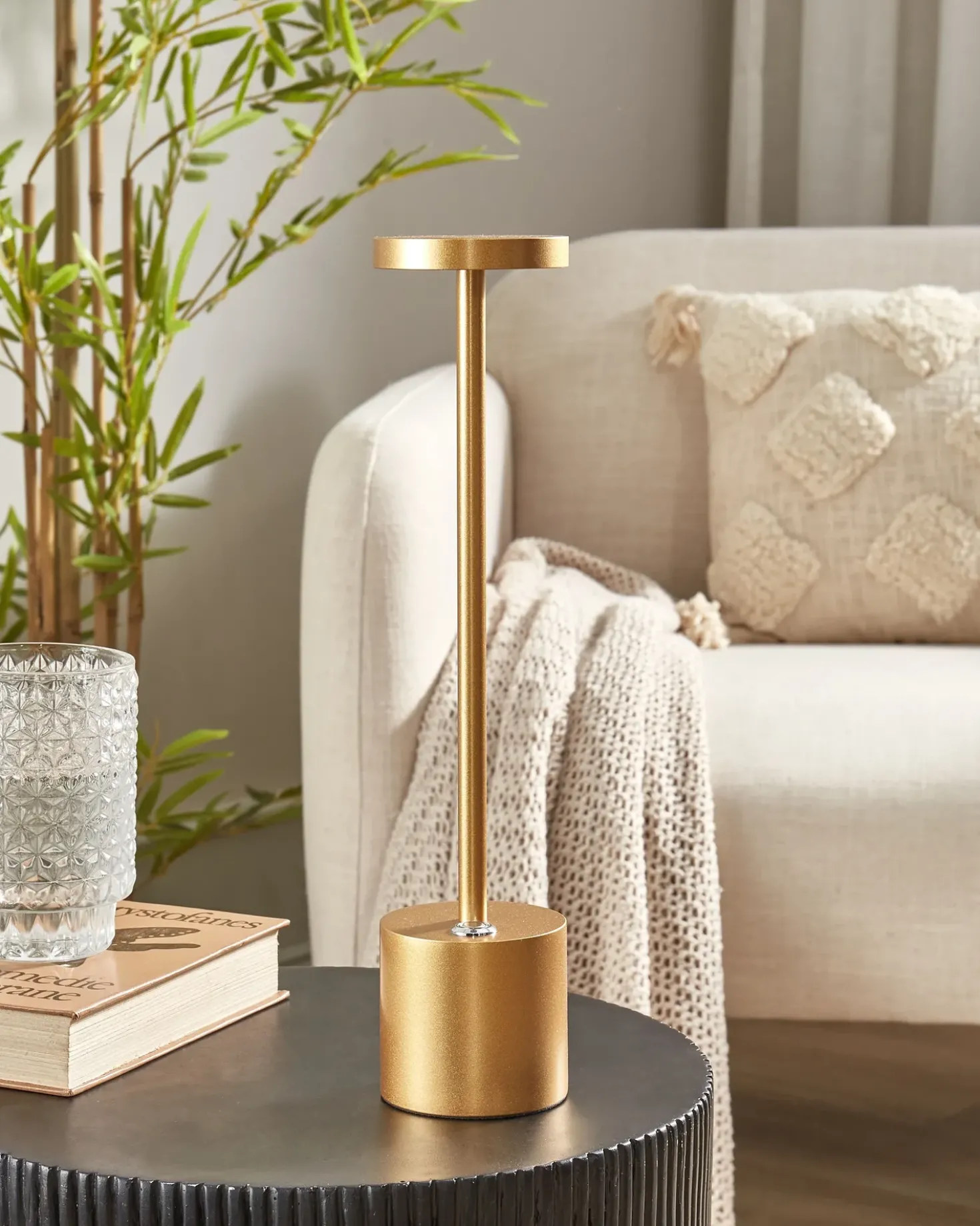Lampada da tavolo senza fili a LED LIZANDRO con dimmer Metallo Oro