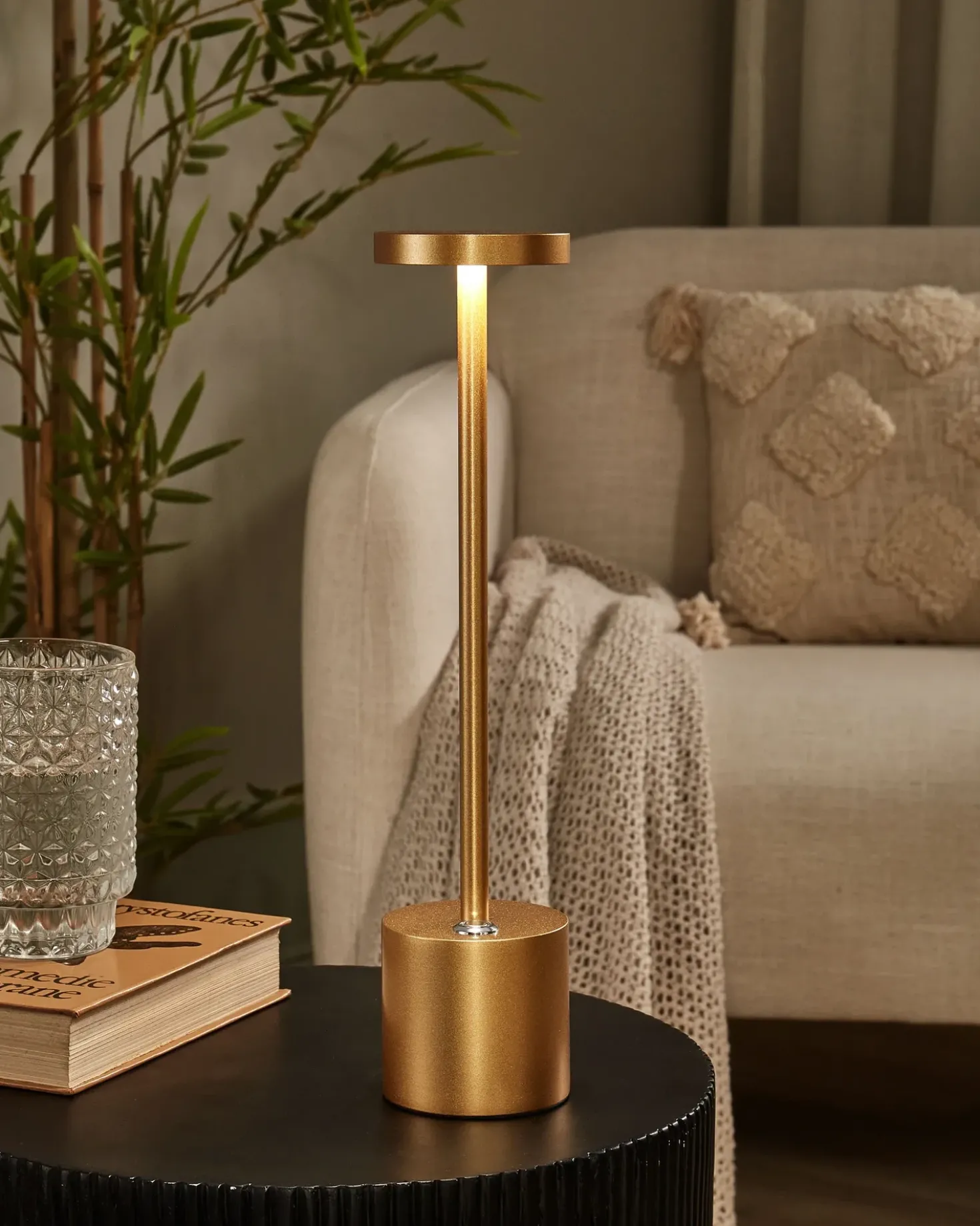 Lampada da tavolo senza fili a LED LIZANDRO con dimmer Metallo Oro