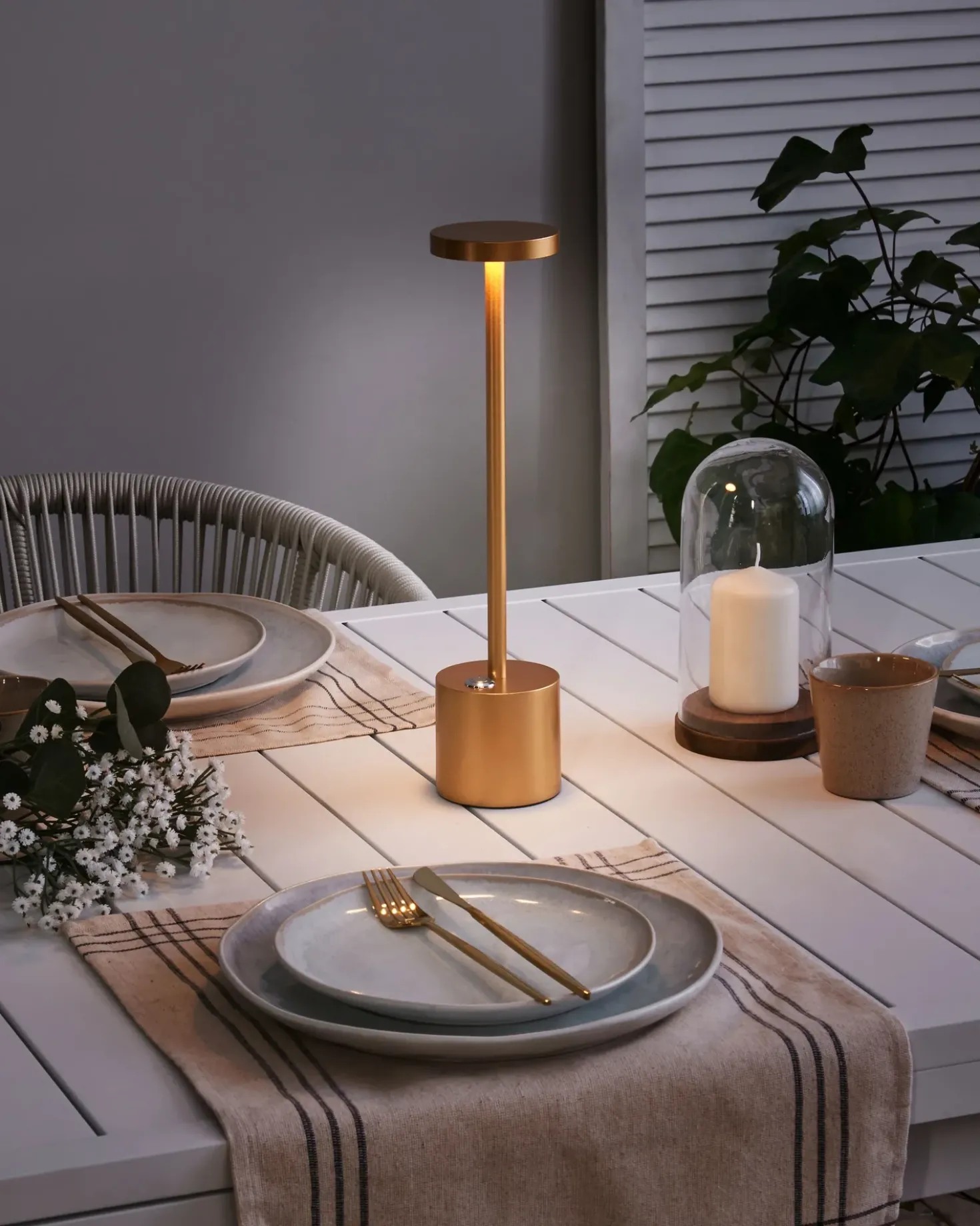 Lampada da tavolo senza fili a LED LIZANDRO con dimmer Metallo Oro