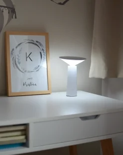 Lampada da tavolo senza fili a LED LEVIRA con dimmer Metallo Bianco