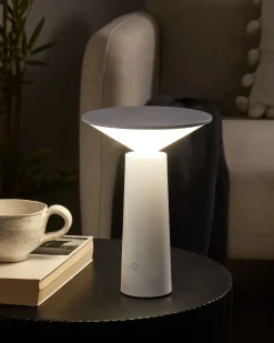 Lampada da tavolo senza fili a LED LEVIRA con dimmer Metallo Bianco