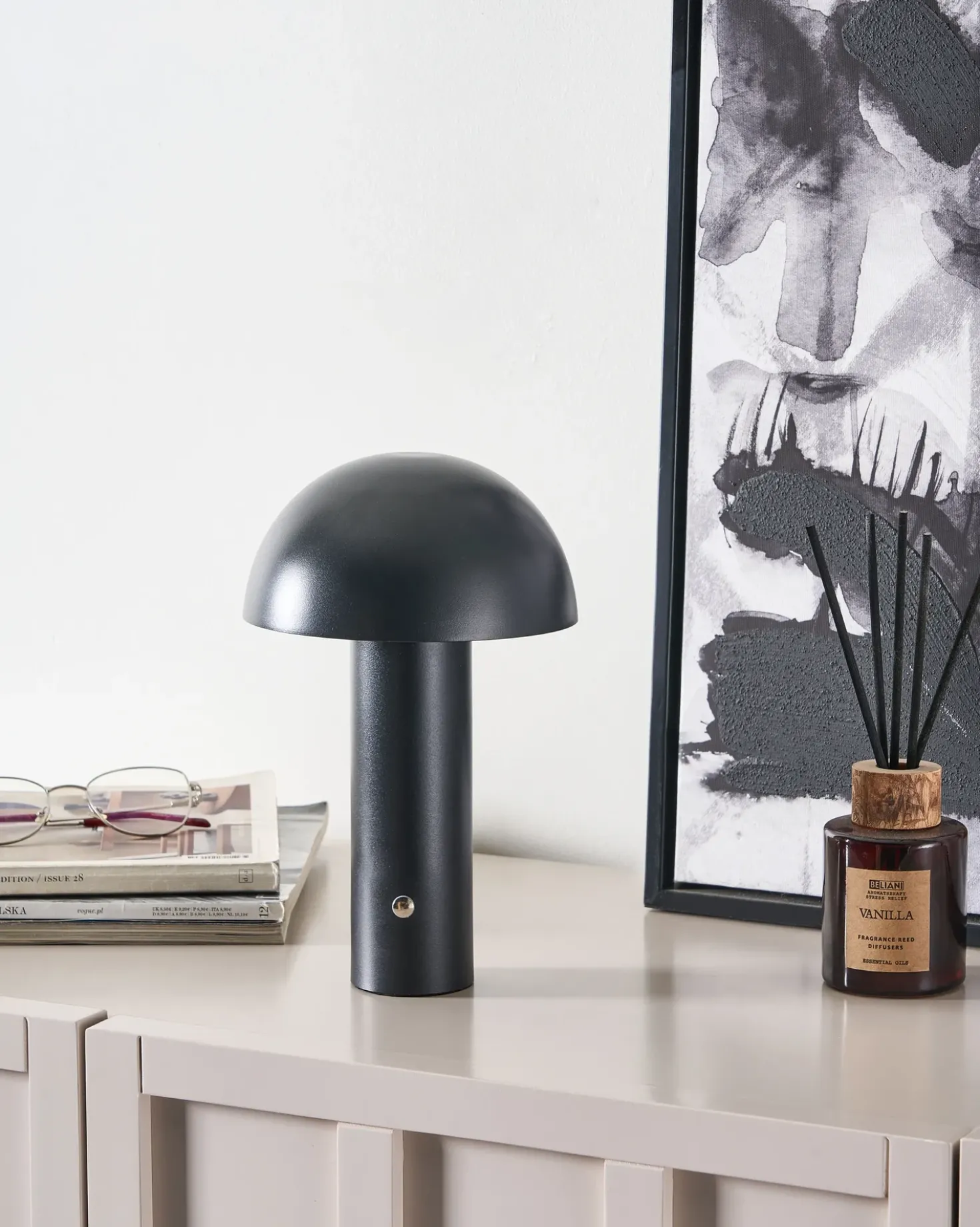 Lampada da tavolo senza fili a LED BOJO con dimmer Metallo Nero