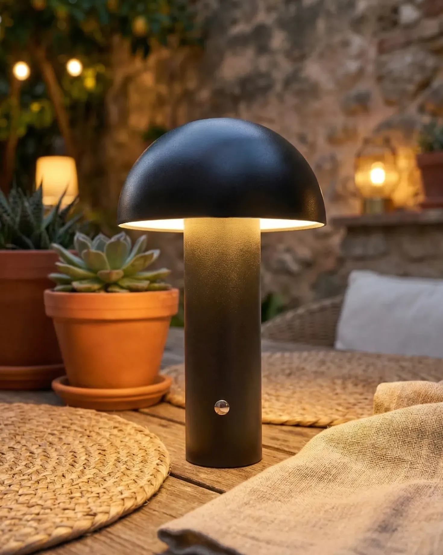 Lampada da tavolo senza fili a LED BOJO con dimmer Metallo Nero
