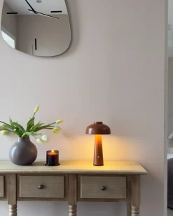 Lampada da tavolo senza fili a LED AGUSAN con dimmer Metallo Marrone