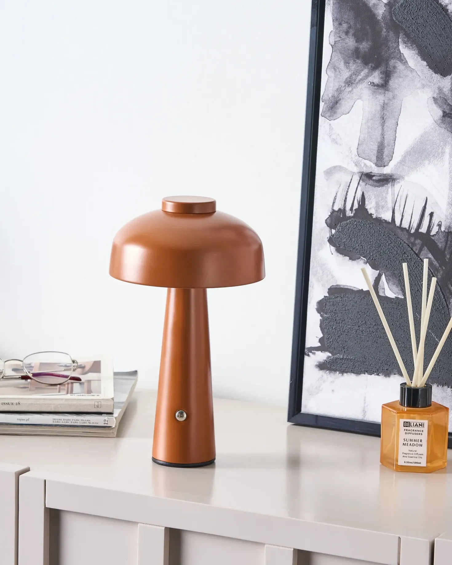 Lampada da tavolo senza fili a LED AGUSAN con dimmer Metallo Marrone