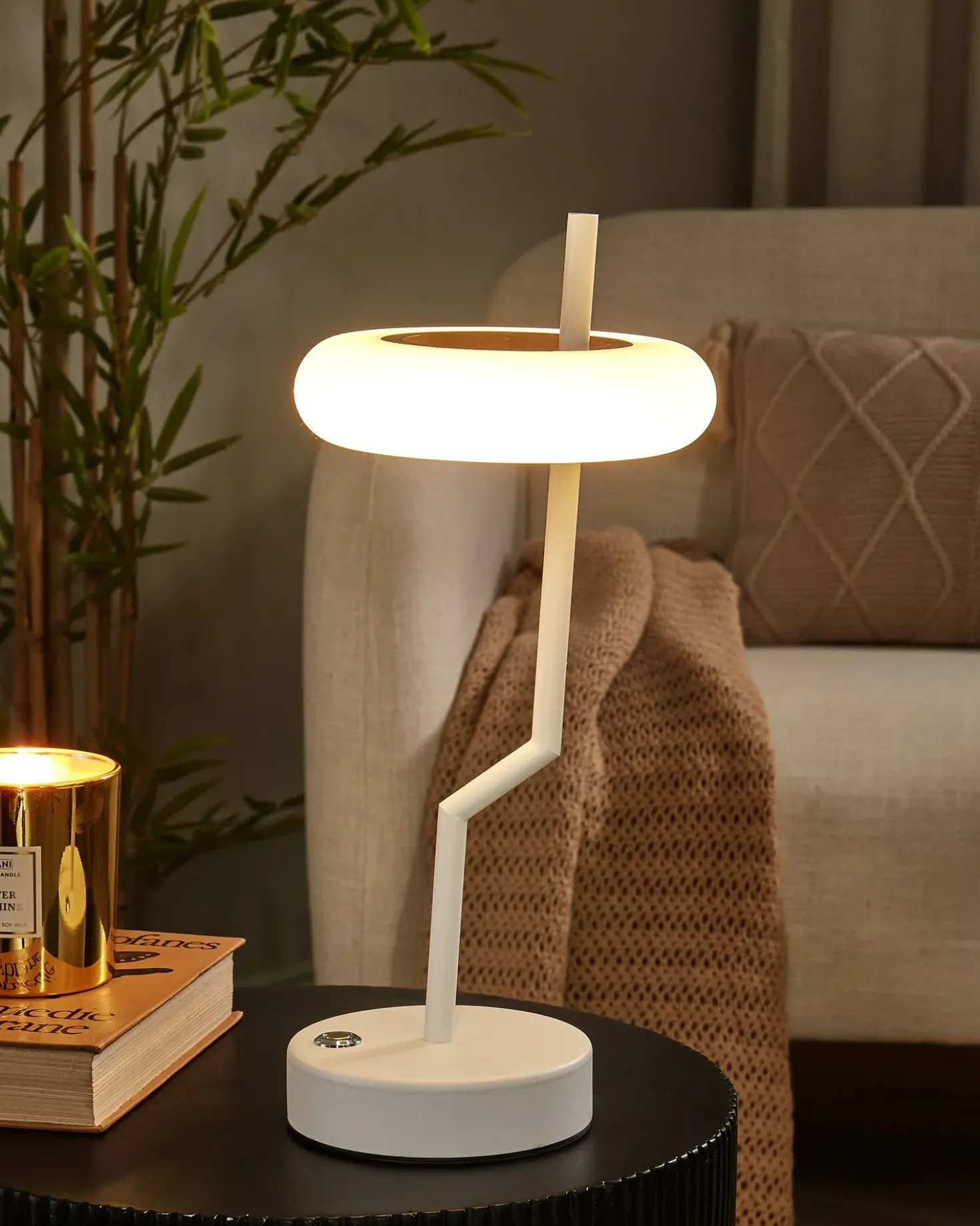 Lampada da tavolo senza fili a LED ALVIELA con dimmer Metallo Bianco